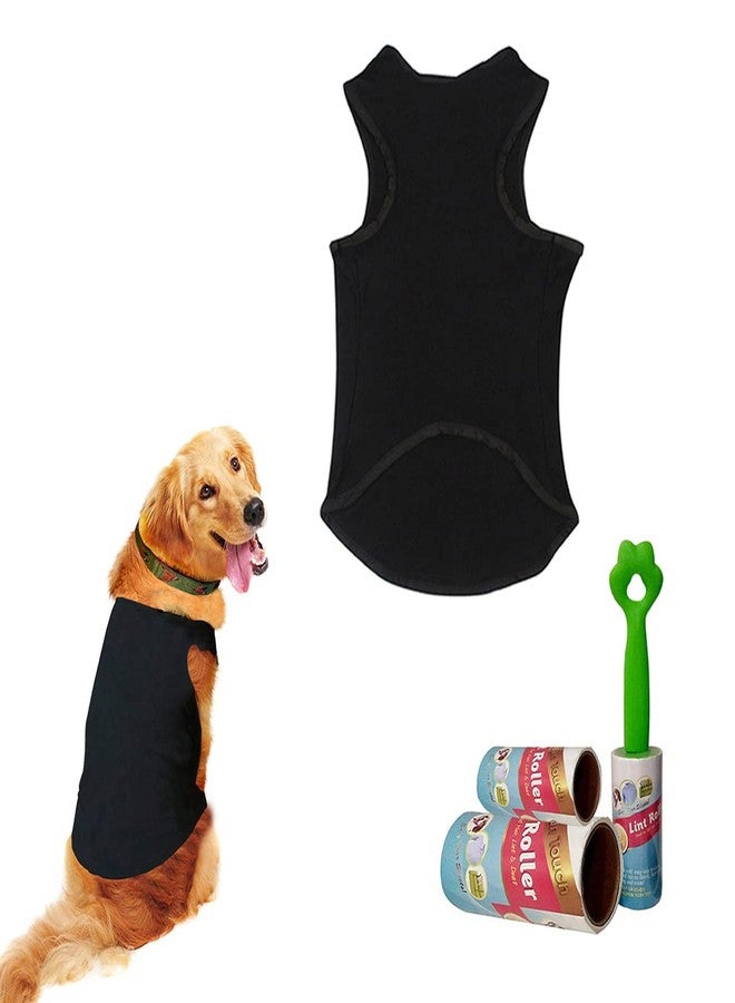 Sage Square Soft Cotton Dog T-Shirt with Lint Roller| Comfortable & Breathable Dog Clothing & Lint Roller Set for Dog Hair Removal, Clothes (XXL - 28 inch, Black) - Image 1